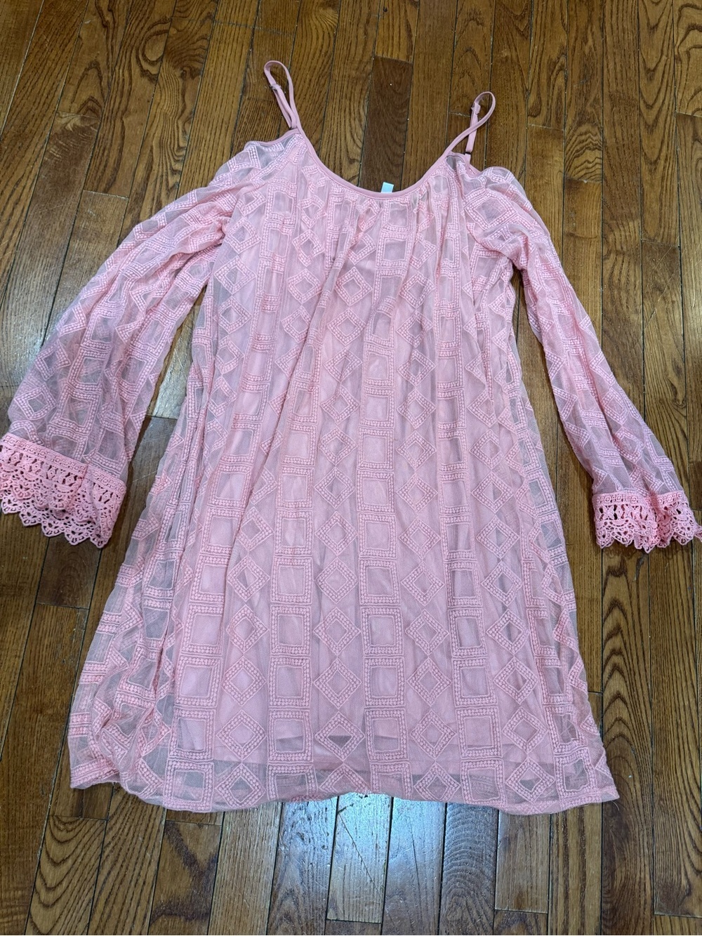 Xhilaration Blush Pink Lace Cold-Shoulder Mini Dress - Picture 3 of 8
